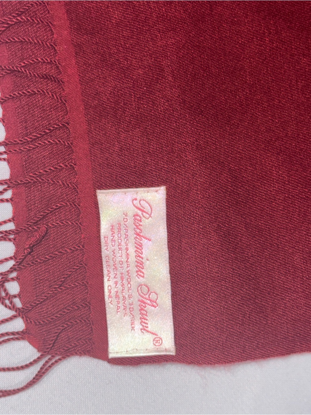 Pashmina Shawl Scarlet Red Fringe Wrap